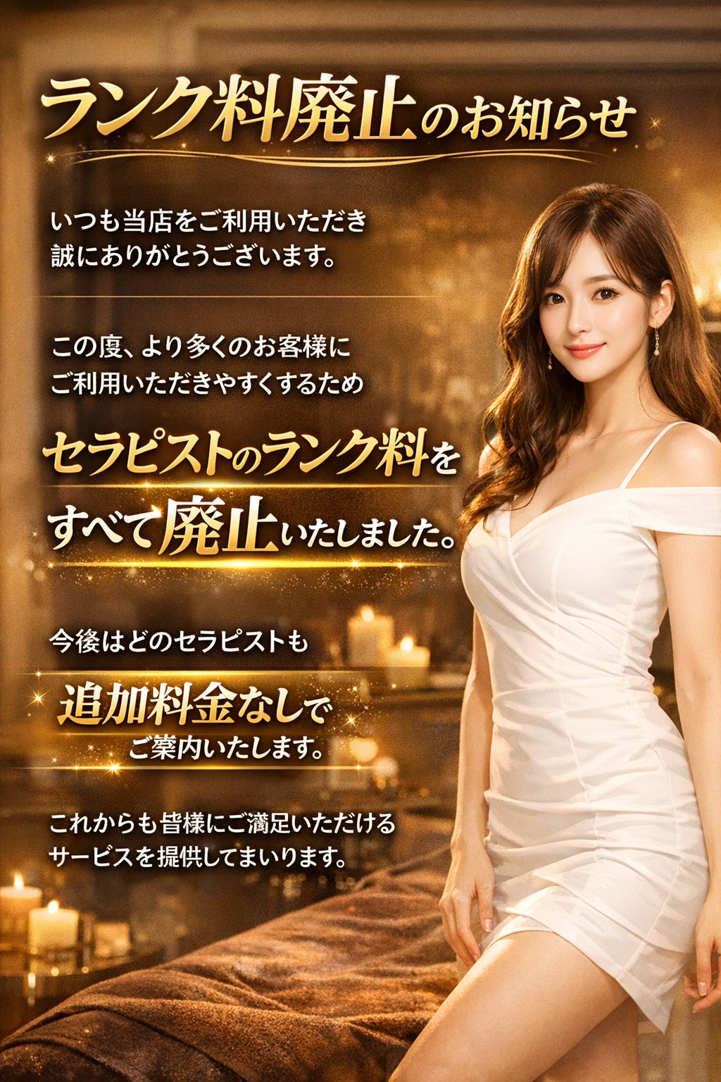 ランク料廃止のお知らせ。